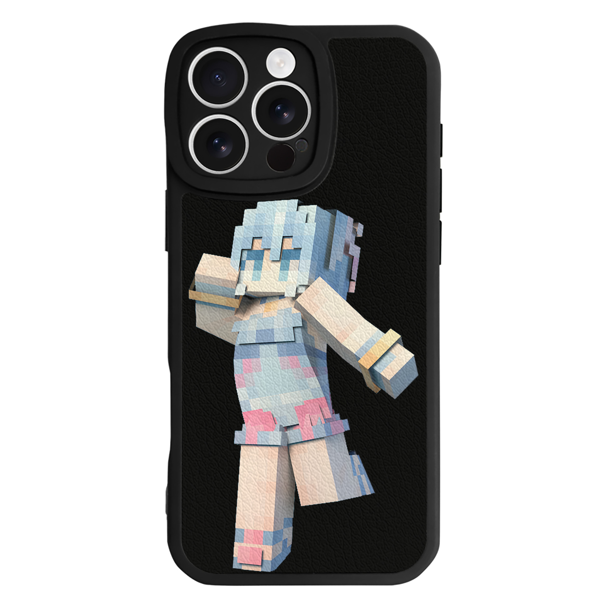 （画像用） マインクラフト ブロックの世界 Minecraft MC Block world 【iPhone 16シリーズ対応】シリコンスマホケース（レザー調） 材質：シリコン